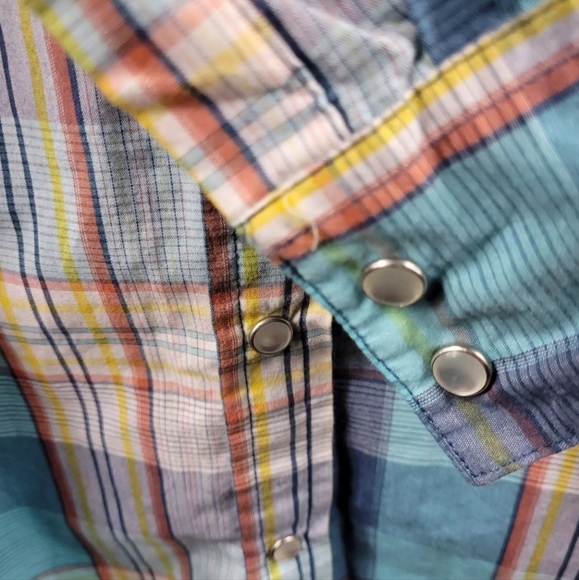 Levis Western Pearl Snap Shirt Men Large Stripes Long Sleeve Flap Pockets EUC - Picture 4 of 9